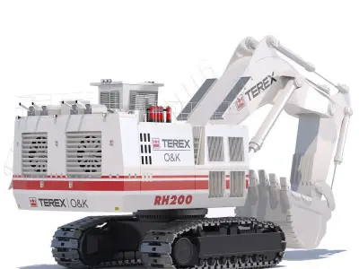 Mining Excavator Terex Rh200 Backhoe 3D model