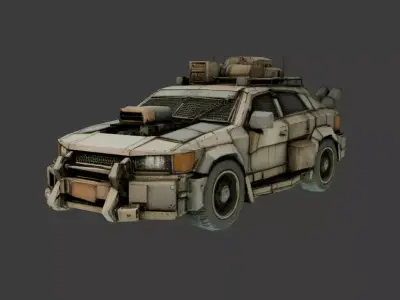 Dystopian car Low-poly 3D model