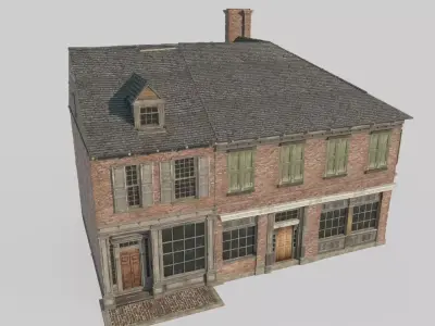 18th-century brick buildings in urban towns 3D model