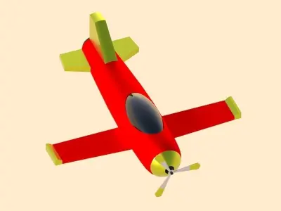 Low Poly Simple Cartoon Plane Low-poly 3D model
