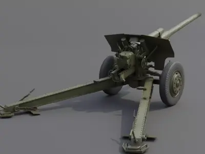 107 mm divisional gun M1940 M-60 Field Gun  Low-poly 3D model