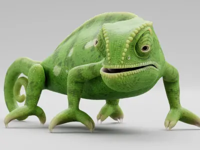 Flap Necked Chameleon Rigged 3D model
