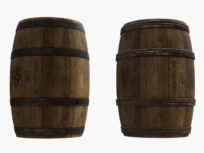 Wooden Barrels Assets 2 Low-poly 3D model