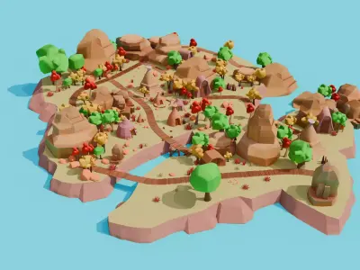Scenic Village Landscape 3D model purchase