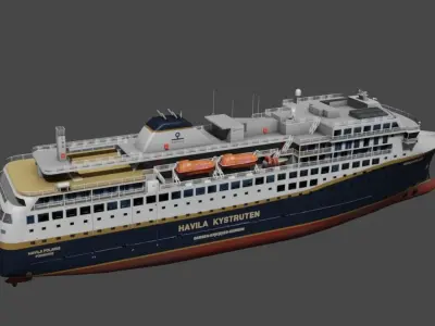 Havila Polaris Cruise ship 3d low-poly model Low-poly 3D model