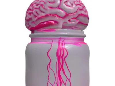 Neon Brain in a Jar 3D model