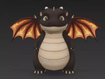 Cartoon Brown Dragon 3D Model Low-poly 3D model