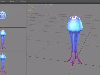 Cartoon Purple Jellyfish Low-poly 3D model
