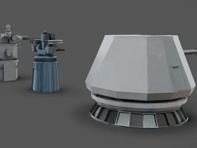 Deck Guns 01 Low-poly 3D model