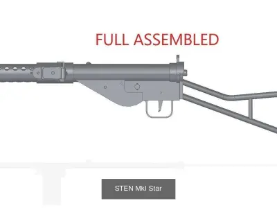 STEN collection full assembled luftwaffe grenade launcher 3D Model Pack