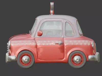 Stylized 3D Valentine  Taxi Model Low-poly 3D model