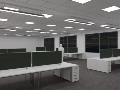 Office Space Interior 3 Low-poly 3D model