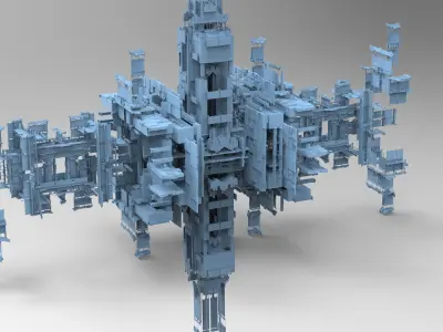 Sci fi Light gravity cube walkway platforms 2  Low-poly 3D model
