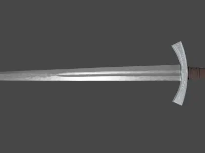Excalibur sword with Falchion handle Low-poly 3D model