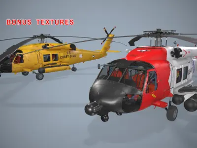  Sikorsky MH-60J Jay Hawk Basic Animation Low-poly 3D model