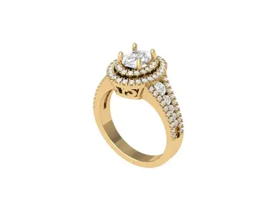 Oval Art Deco Ring 3D print model 19