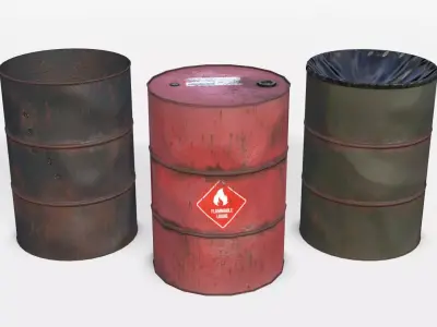 Barrels Asset 01 Low-poly 3D model