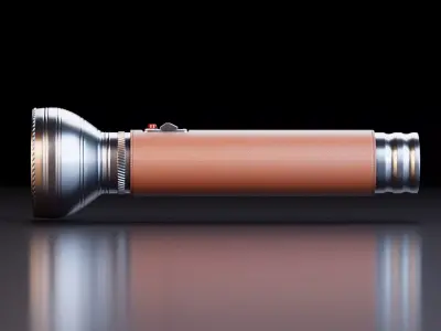 Realistic Vintage Flashlight Low-poly 3D model