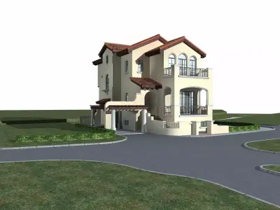 Villa two story house 3D model purchase