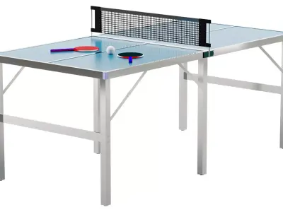 Foldable IndoorOutdoor Table Tennis Table with Paddles and Balls 3D model