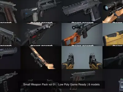 Small Weapon Pack vol 01 - Low Poly Game Ready