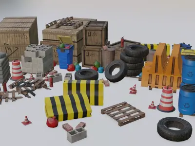 Construction Site props Low-poly 3D model purchase