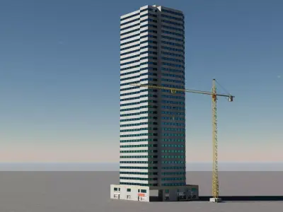 Skyscraper and crane 3D models 3D Model Pack