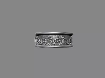 Demask floral victorian patterned wedding band  3D print model