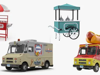 Hotdog and Icecream Street Vending Equipment 3D model
