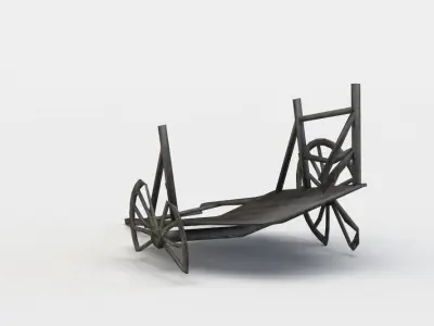 Damaged hay wagon Low-poly 3D model purchase
