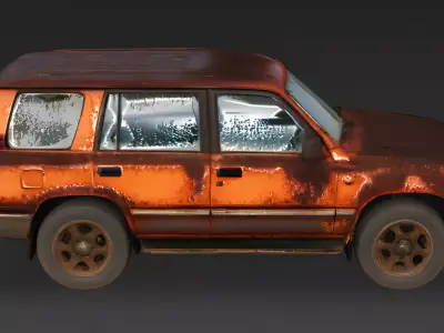 Realistic Rusty Abandoned SUV 3D Model Low-poly 3D model
