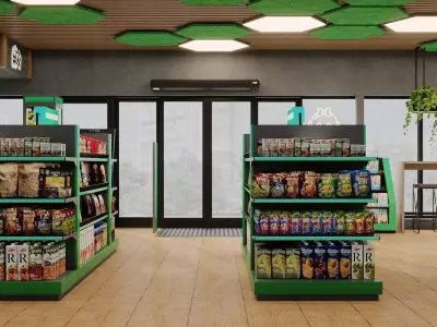 Gas Station Architecture Scene  Modern Fuel Station 3D model