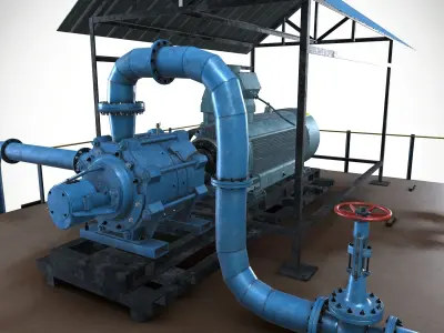 Mining Electric Dewatering Pump 50 hp Voltage 230 V 3D model