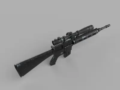 Assault rifle Low-poly 3D model 2