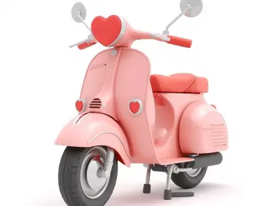 Stylized 3D Valentine   Motorcycle Model Low-poly 3D model