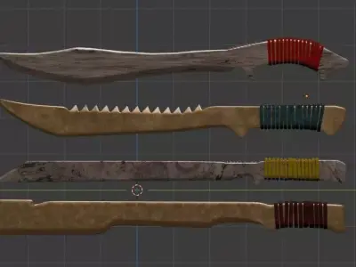 Set of 4 Stylized Fantasy Dao swords Low Poly Game ready Low-poly 3D model