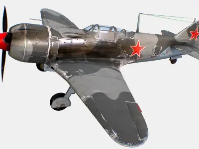 Russian Soviet fighter aircraft Lavochkin La-7 Low-poly 3D model