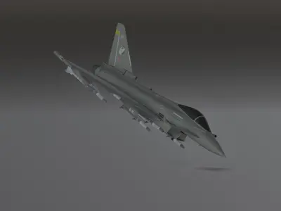 Typhoon Fighter Jet - Photorealistic Low-poly 3D model