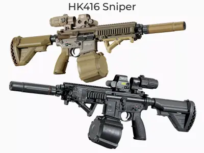 AR 15 Modular Tactical Assault Rifle HK416 3D Model Pack