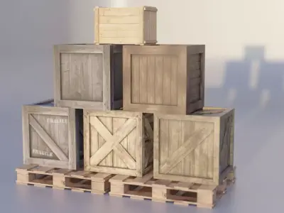 Wooden Box 7C Low-poly 3D model Low-poly 3D model