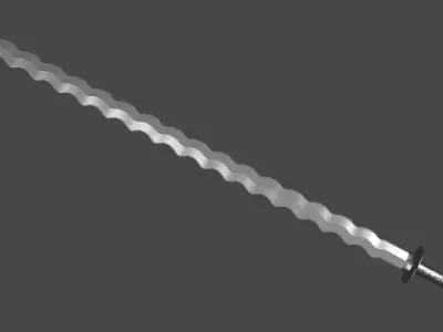 Flamberge sword with Khora handle Low-poly 3D model