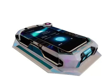 Sleek SciFi Datapad with Cracked Hologram 3D model
