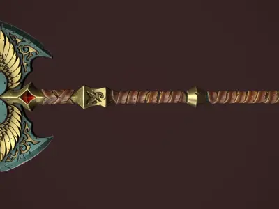 Rune two handed poleaxe Low-poly 3D model