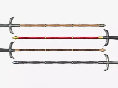 Japanese Spear Kama Yari 4 colors 3D model