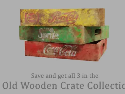 Old wooden Coca Cola crate Low-poly 3D model