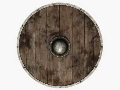 Wooden shield Low-poly 3D model 3