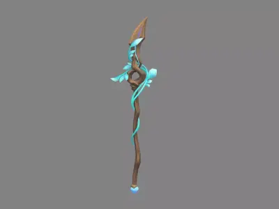 Cartoon wooden wand Low-poly 3D model