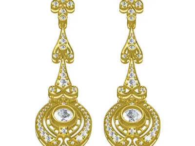 Unique Vintage Style Earring 3D print model