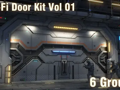 Sci-Fi Door Kit Vol 1-PBR Low-poly 3D model