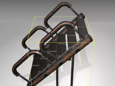 Futuristic Stairs - 28 - Rusty Textures Low-poly 3D model